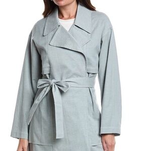 NWT Lafayette 148 New York Belted A-Line Linen-Blend Trench, XL